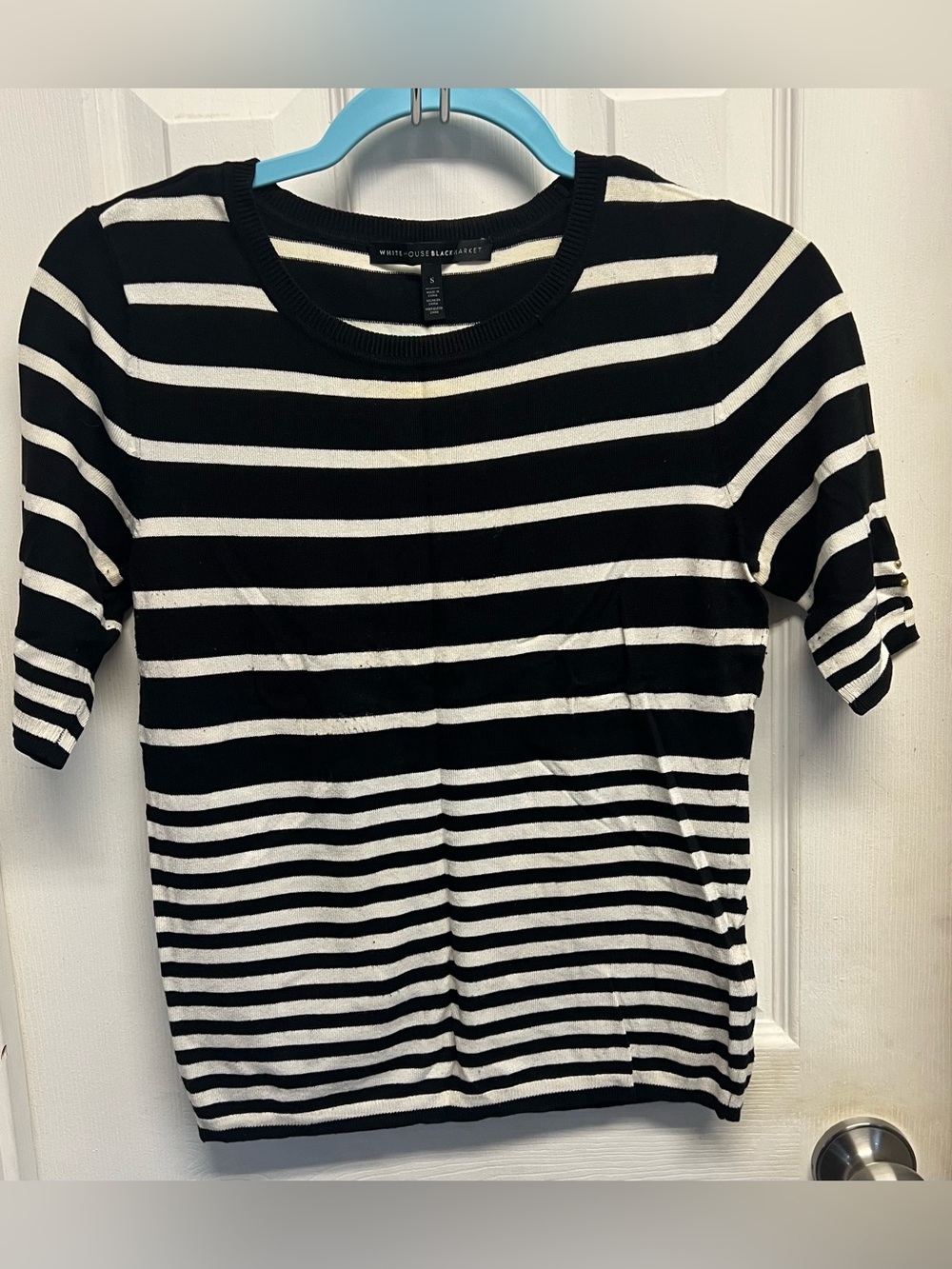 White House Black Market Girls Black & White Striped Short Sleeve Tee